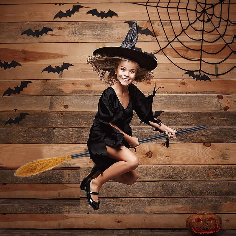 Medoore 4 Pack Halloween Witch Broom Plastic Witch Broomstick Cosplay Broom Props, Realistic Wizard Flying Broom Stick Accessory for Costumes - Image 5